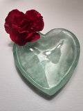 green fluorite heart shaped crystal dish