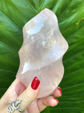 rose quartz crystal flame