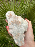 clear apophyllite with stilbite crystal