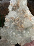 clear apophyllite with stilbite crystal