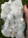clear apophyllite with stilbite crystal