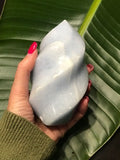blue calcite crystal flame
