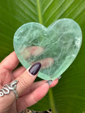 green fluorite heart shaped crystal dish
