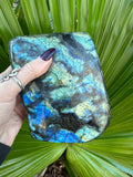 high flash labradorite freeform slab