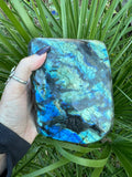 high flash labradorite freeform slab