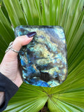 high flash labradorite freeform slab