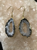 geode druzy slice earrings gold