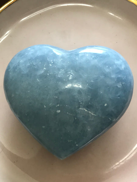 blue calcite crystal heart