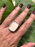 Rose Quartz Crystal Rectangular Ring - Small Sized Stone