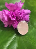 Rose Quartz Crystal Oval Shaped Ring - Small Sized Stone