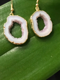 geode druzy slice earrings gold