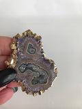 amethyst stalactite gold-plated crystal slice pendant