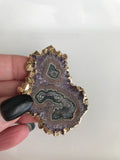 amethyst stalactite slice gold-plated crystal pendant