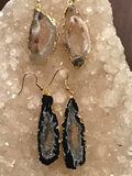 geode druzy slice earrings gold