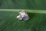 druzy gray white crystal ring