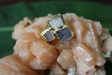 druzy gray white crystal ring