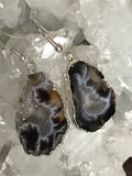geode druzy silver earrings
