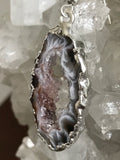 geode druzy silver earrings