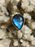 labradorite crystal pear shaped ring