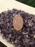 Rose Quartz oval ring silver