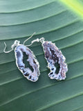 geode druzy silver earrings