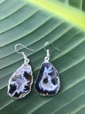 geode druzy silver earrings