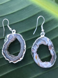 geode druzy silver earrings