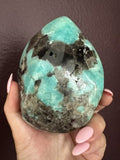 Large Amazonite & Smoky Quartz Flame (2.3 lbs)
