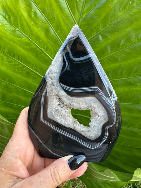 black agate druzy crystal flame 2