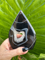 black agate druzy crystal flame 4