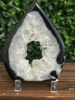 black agate druzy crystal flame teardrop 7