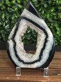 Black Agate Druzy Crystal Flame (No.5) | Teardrop
