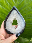 black agate druzy crystal flame teardrop 1
