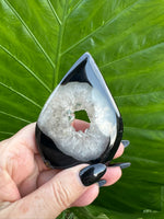 black agate druzy crystal flame 11-4