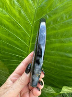 Black agate druzy crystal flame teardrop 7-2