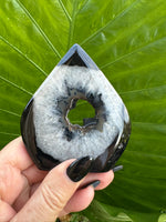 black agate crystal druzy flame 8-4
