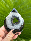 black agate crystal druzy flame 8-4