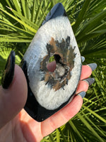 black agate crystal druzy flame 8-6