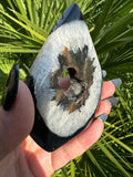 black agate crystal druzy flame 8-6
