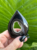 black agate druzy crystal flame teardrop 9-5