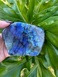 high flash blue labradorite freeform crystal