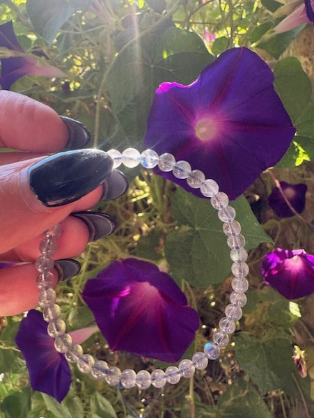 labradorite 4 mm bead stretch bracelet - stackable 1