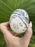 Polished Zebra Onyx Skull Carving – Banded Aragonite / Calcite (1.5 lbs)