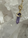 amethyst point gold necklace