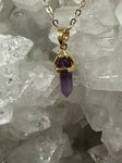 amethyst point gold necklace