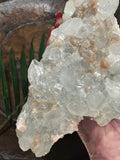 clear apophyllite with stilbite crystal