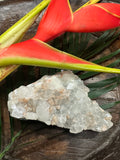 clear apophyllite with stilbite crystal