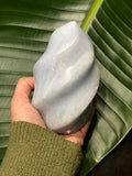 blue calcite crystal flame