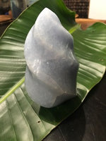 blue calcite crystal flame