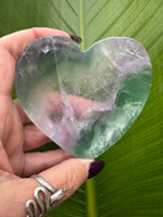 rainbow fluorite heart shaped crystal dish